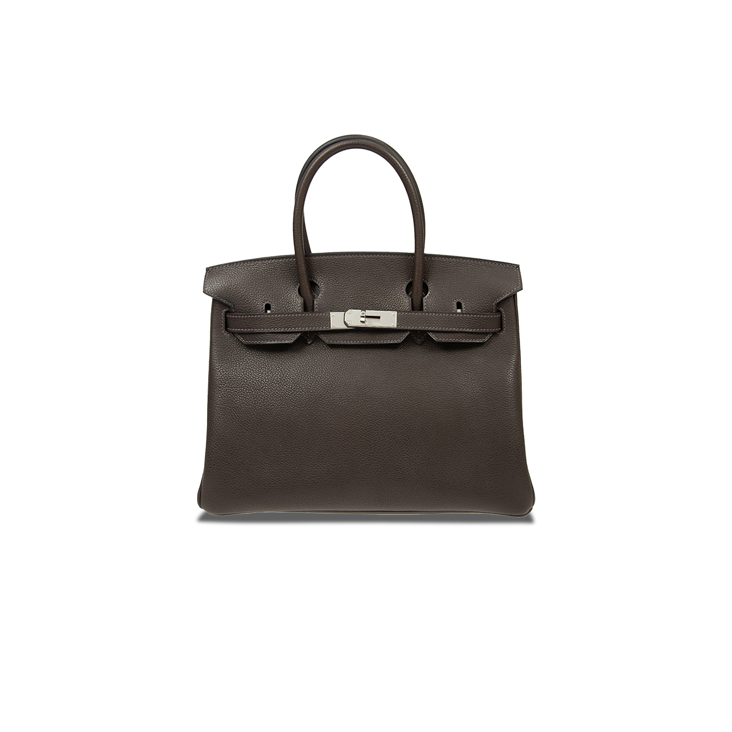 HERMÈS MASTER BIRKIN 30 CHEVRE LEATHER EBONY SILVER BUCKLE BAG H028369CC36 (30*23*15cm)